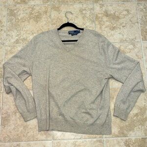 100% Unisex Cashmere Grey Sweater Polo by Ralph Lauren XL​